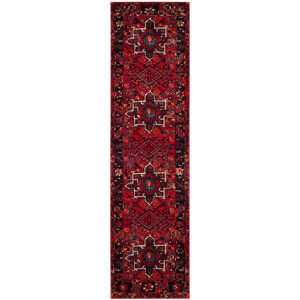 SAFAVIEH Vintage Hamadan Red/Multi 2 ft. x 14 ft. Floral Border Runner Rug