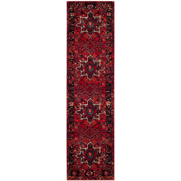 Vintage Hamadan Red/Multi 2 ft. x 6 ft. Floral Border Runner Rug