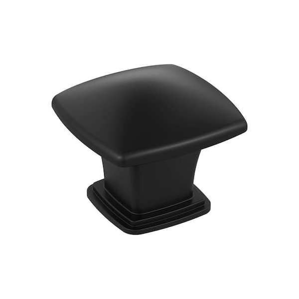 Amerock Garfield 1-3/16 in. Traditional Matte Black Square Cabinet Knob
