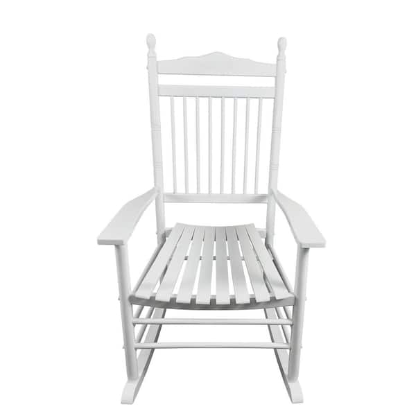 HOTEBIKE Wooden Outdoor Rocking Chair for Balcony, Porch, White
