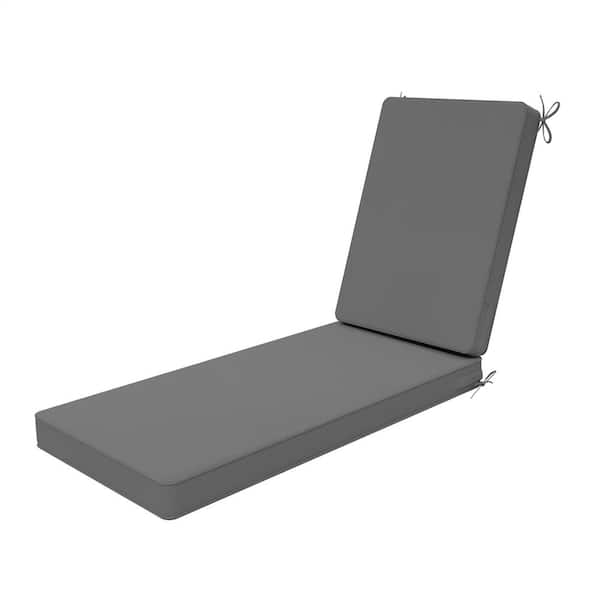 AAAAAcessories 21 in. x 72 in. Outdoor Chaise Lounge Cushions for Patio Furniture, Water and Stain Resistant Cushion in Dark Gray