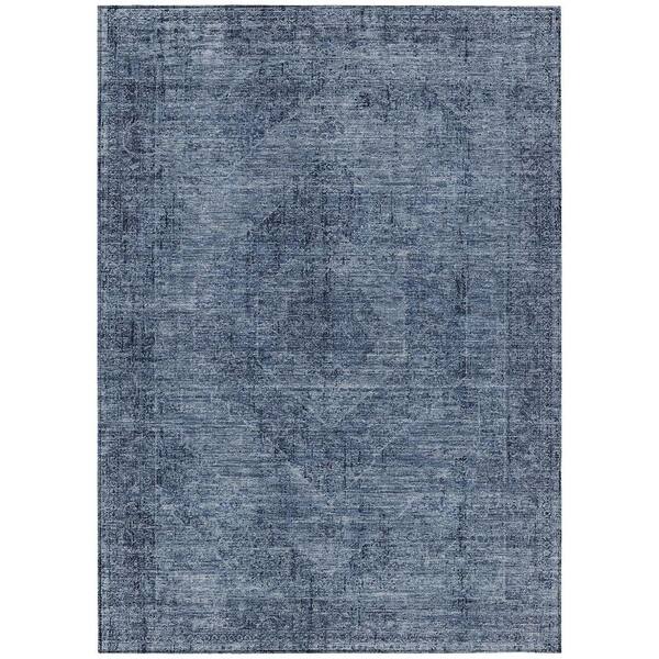 Chantille Machine Washable Indoor/Outdoor Abstract ACN2726 Denim 8 ft. x 10 ft. Area Rug