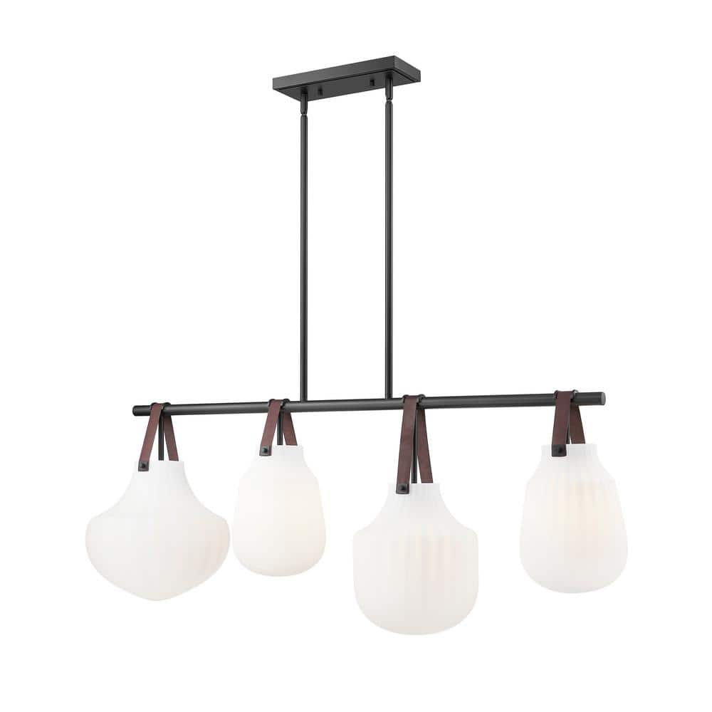 Newbury 4-Light in Matte Black Linear Chandelier with no bulbs included