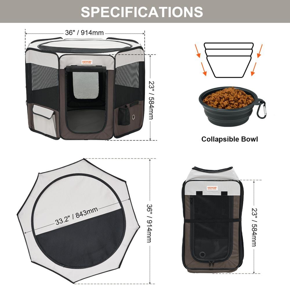 Multicolor 36" Foldable Metal and Fabric Cat Playpen