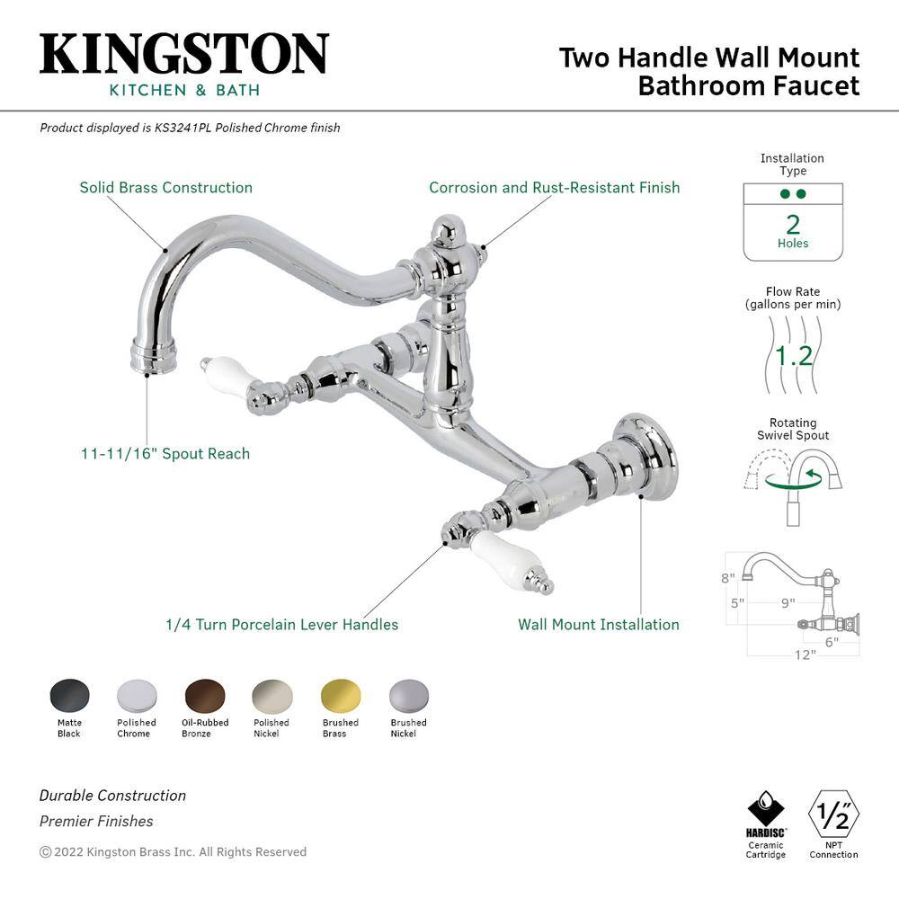 Vintage Elegance Polished Nickel Wall Mount Bathroom Faucet