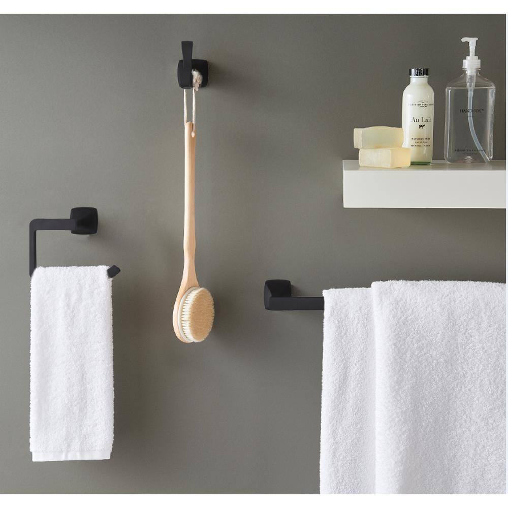 Matte Black 18-Inch Modern Wall-Mounted Towel Bar