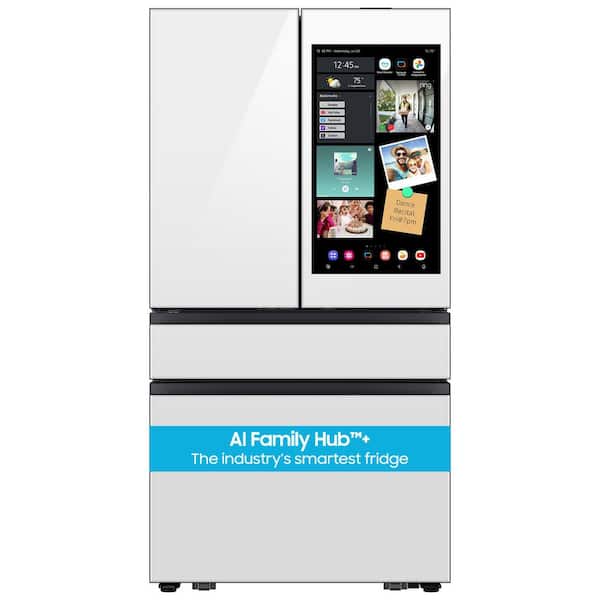 Samsung Bespoke 23 cu. ft. 4 DR AI Family Hub+ Counter Depth in White Glass