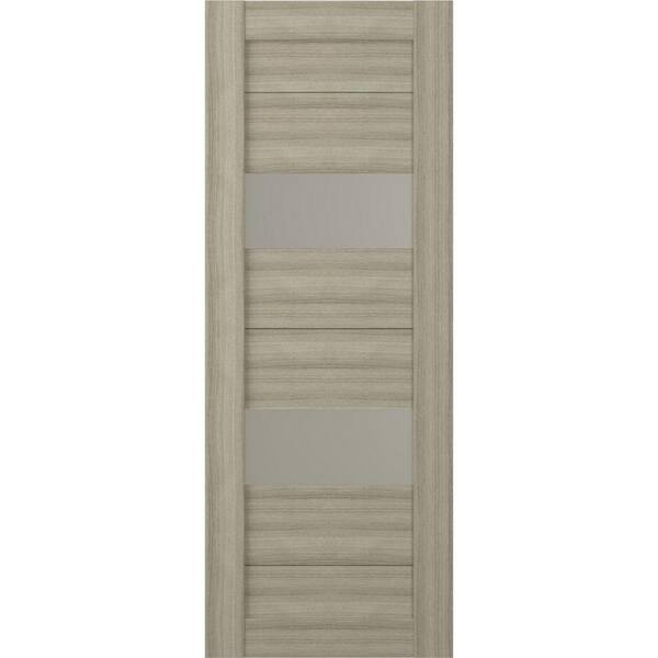 Belldinni Berta 30 in. x 80 in. No Bore Solid Core 2-Lite Frosted Glass Shambor Wood Composite Interior Door Slab