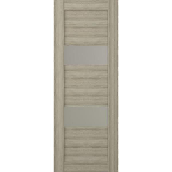 Belldinni Berta 30 in. x 80 in. No Bore Solid Core 2-Lite Frosted Glass Shambor Wood Composite Interior Door Slab