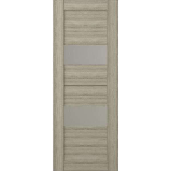 Belldinni Berta 32 in. x 80 in. No Bore Solid Core 2-Lite Frosted Glass Shambor Wood Composite Interior Door Slab