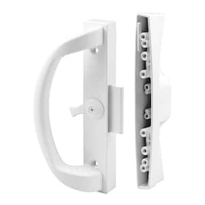 Diecast, White, Patio Door Handle Set with Clamp Upgrade