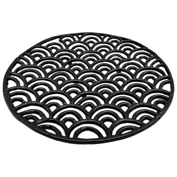 Peacock Feather Round Aluminum Metal 10 in. Decorative Black Accessory Single