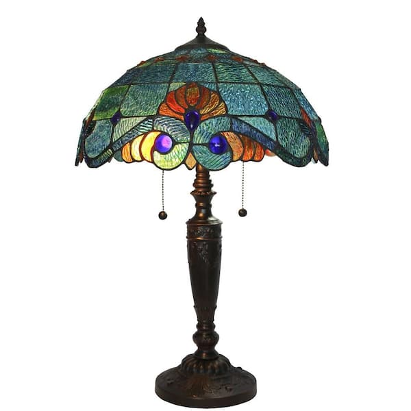 Serena D'italia Tiffany Style 25 in. Blue Vintage Table Lamp DYL8088TL