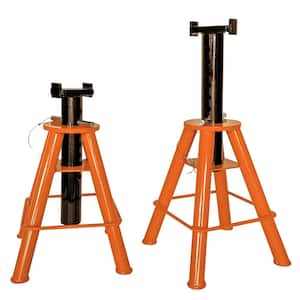 10 Ton Medium Height Pin Type Jack Stand Set, Adjustable Height (2-Pack)