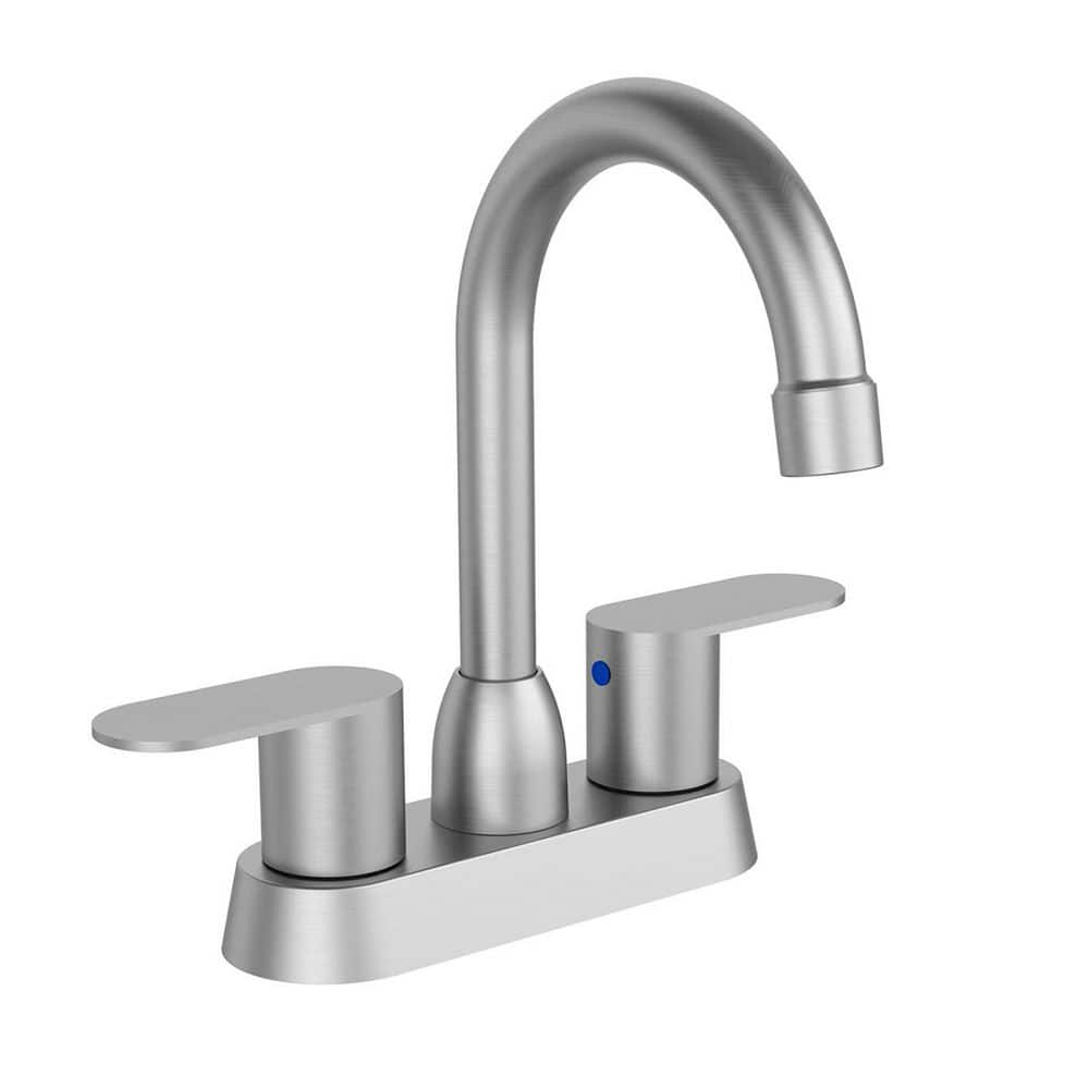 Abdera 4 in. Centerset 2-Handle 360° High Arc Swivel Spout Bathroom Sink Faucet in Brushed Nickel price history on PriceWatchPro