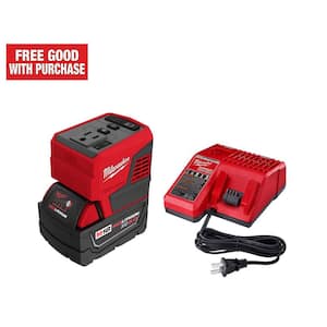 M18 18-Volt Lithium-Ion 175-Watt Powered Compact Inverter with 5.0 Ah Battery and Charger