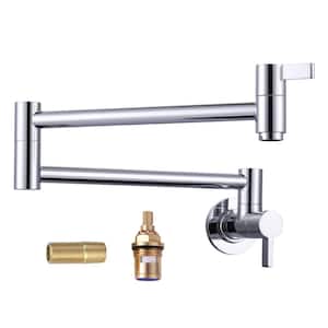 Wall Mounted Pot Filler with Two Handles in Chrome