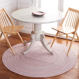 Braided Pink Gray 4 ft. x 4 ft. Abstract Round Area Rug