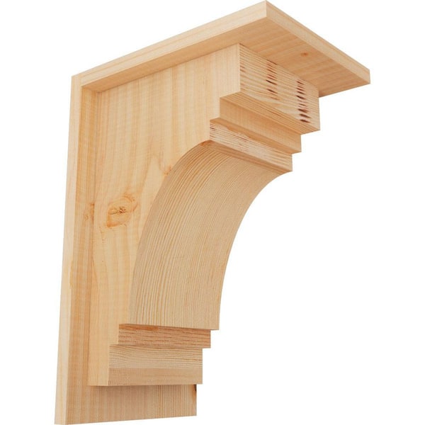 Ekena Millwork 7-1/2 in. x 10 in. x 14 in. Douglas Fir Pescadero Smooth Corbel with Backplate