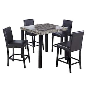 Haskel 5-piece Square Faux Marble Counter Height Dining Set