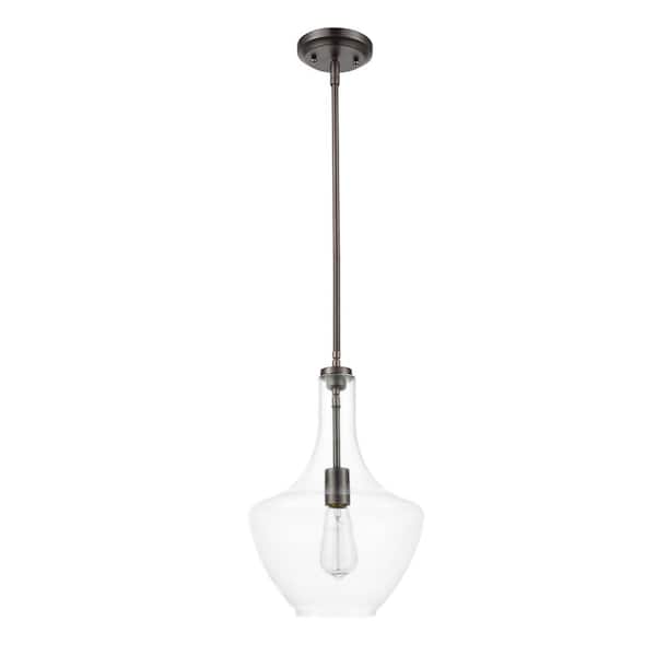 Light Society Sienna 1-Light Modern Bronze Pendant with Clear Glass Shade