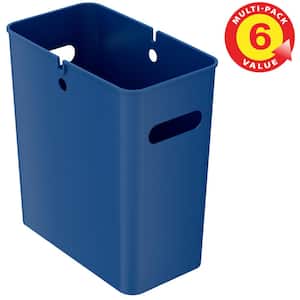 4.2 Gal. Wastebasket 6-Pack, 16L Plastic Trash Can Garbage Bin Storage Container for Home Office Bathroom Kitchen Blue
