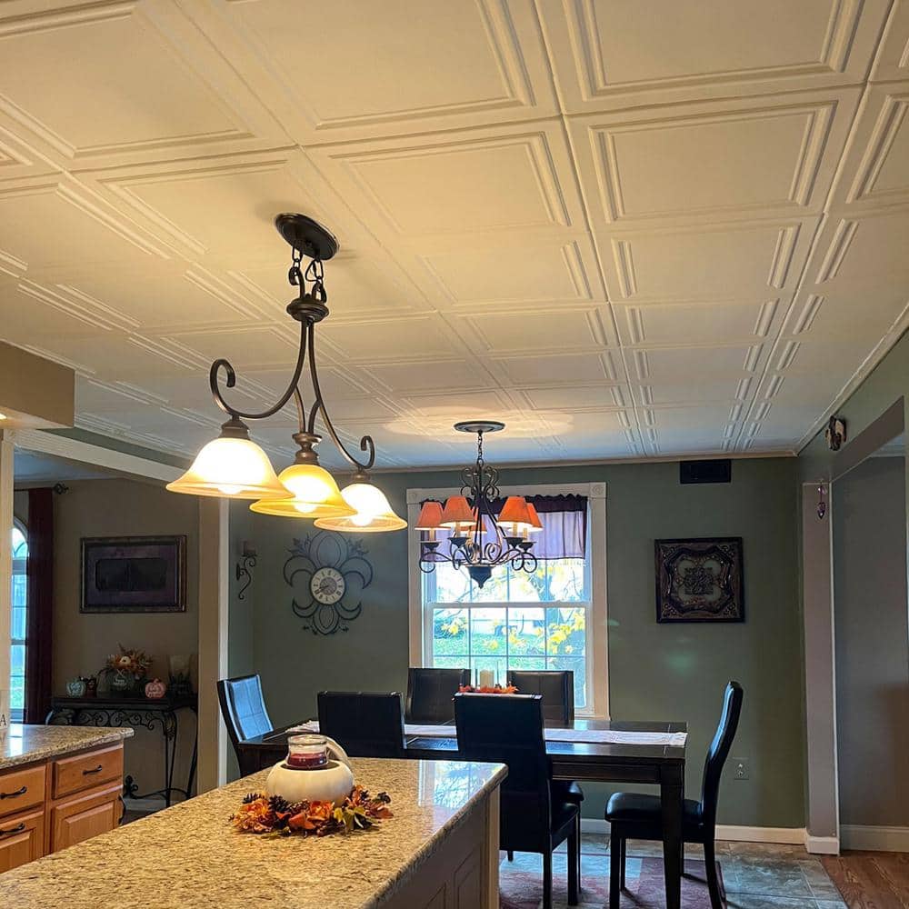 Black Matte 1.6 ft. x 1.6 ft. Polystyrene Glue-up Ceiling Tile