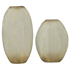 Gold Metal Contemporary Decorative Vase (Set of 2)