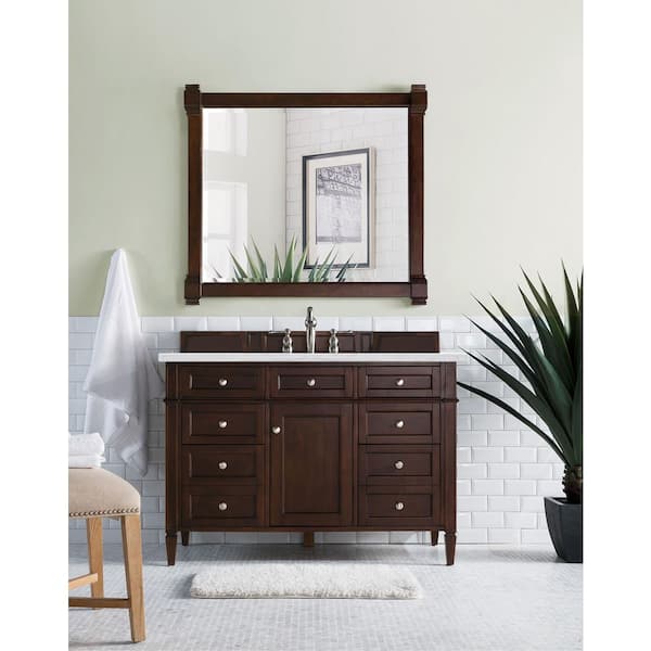 James Martin Vanities Brittany 48 in. W x 23.5 in.D x 34 in. H Single Bath Vanity in Burnished Mahogany with Solid Surface Top in Arctic Fall