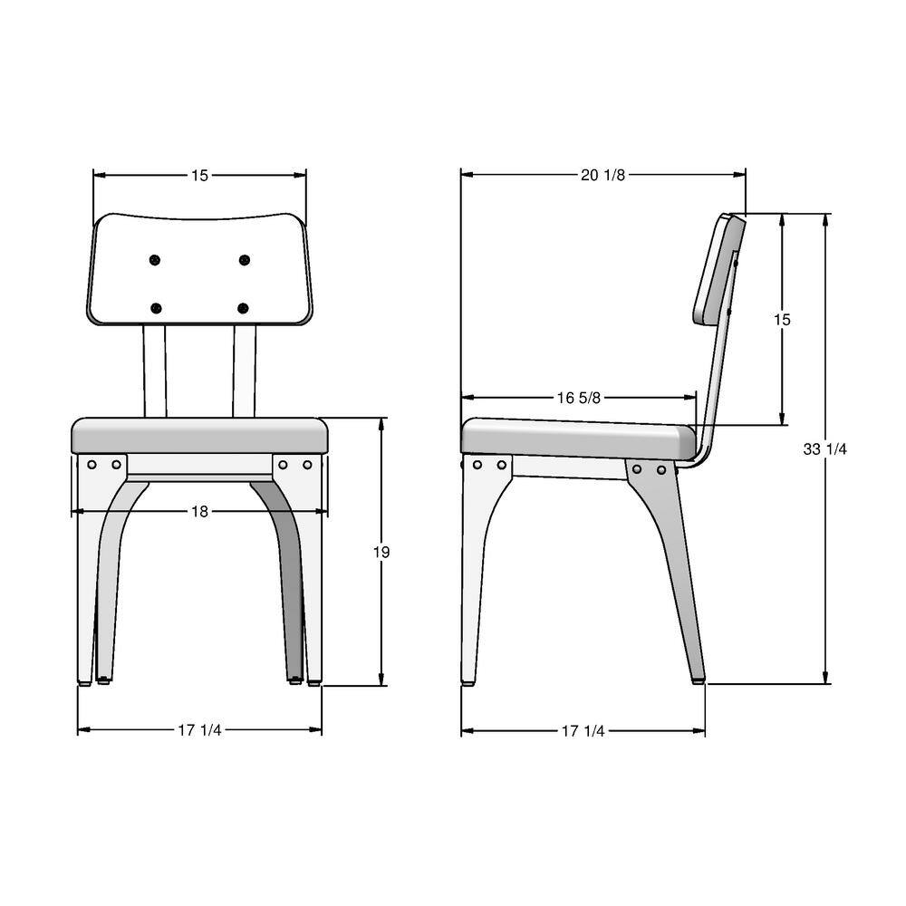 Symmetry Industrial High Side Chair Brown Wood and Dark Grey Metal