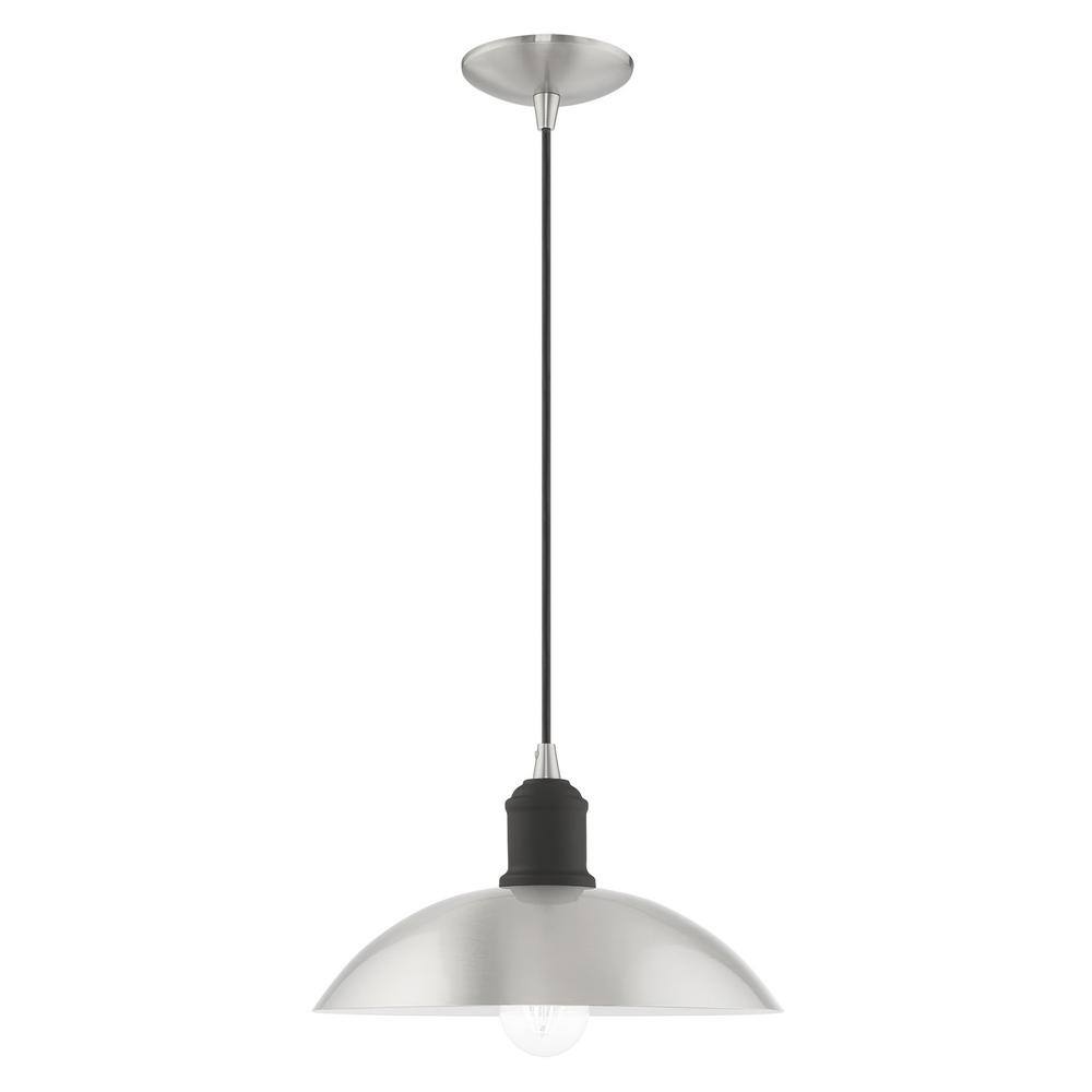 Brushed Nickel 1-Light Mini Pendant with Glass Bowl