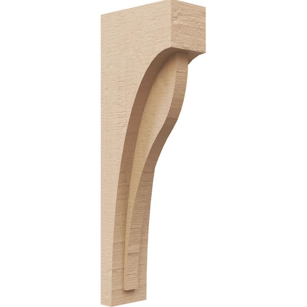 Ekena Millwork 3 in. x 18 in. x 6 in. Thin Helena Rough Cedar Woodgrain TimberThane Corbel, Primed Tan