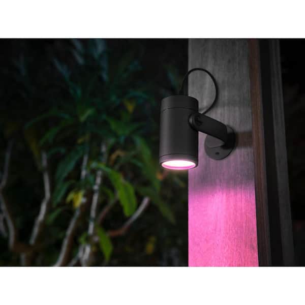 Philips Hue Lily Outdoor Black Spot Light Smart Color Changing Low Voltage Plug-In with Integrated LED (3-Pack)