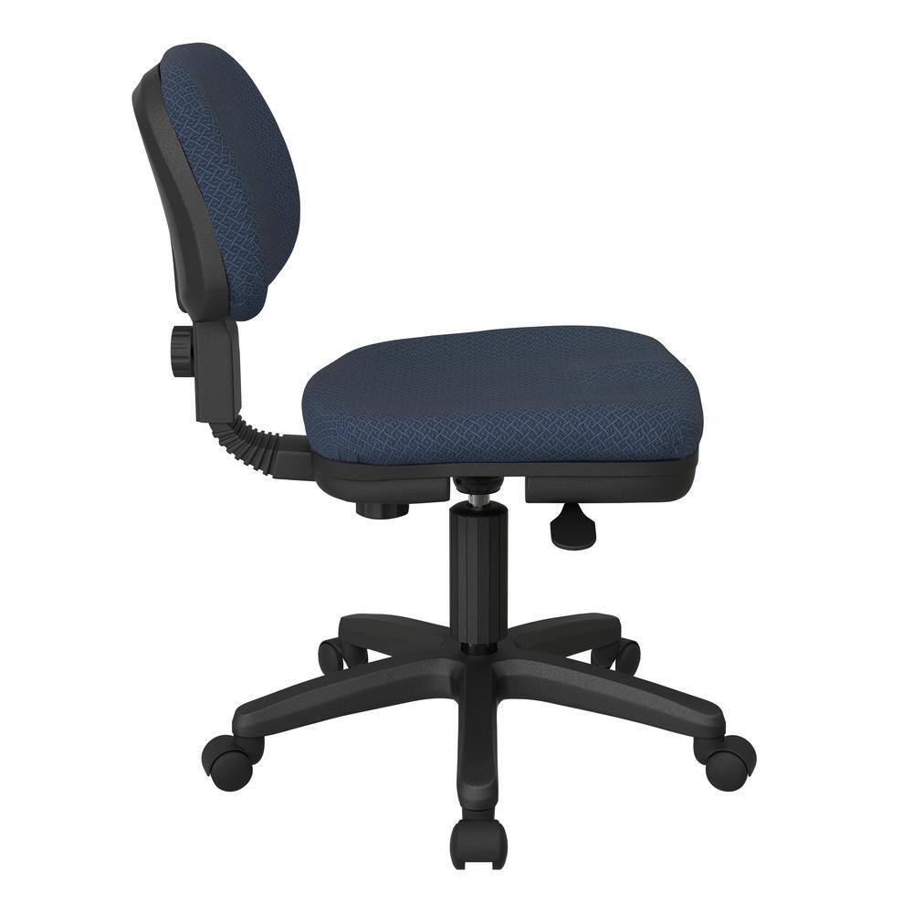 Interlink Ink Blue Fabric Armless Swivel Task Chair