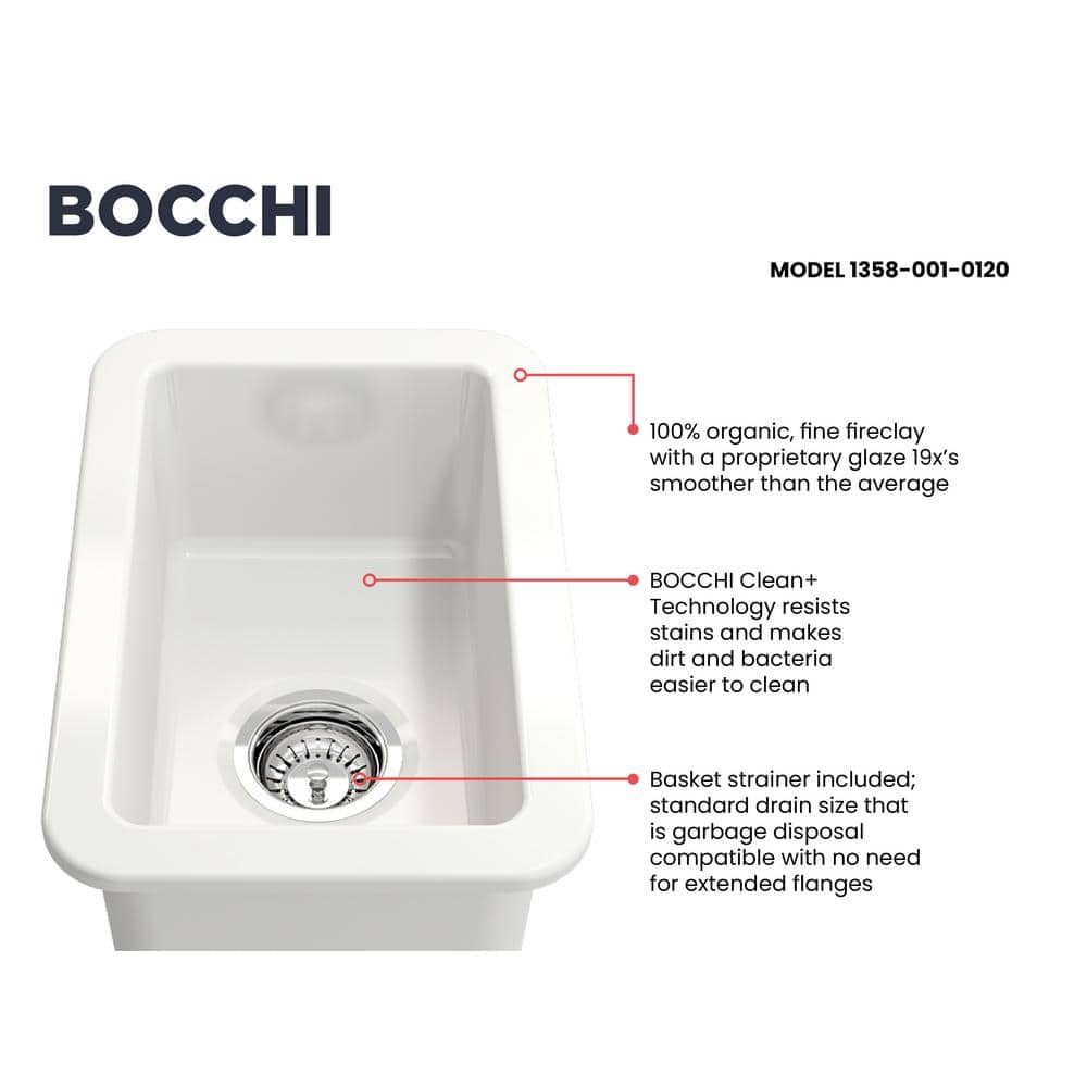 White Fireclay 12" Single Bowl Drop-in Sink