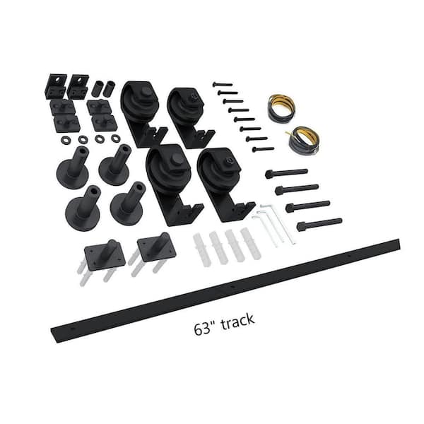 63 in. Black Bi-Fold Top Mount Sliding Door Track and Hardware Kit