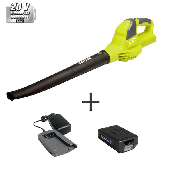 Sun Joe 120 MPH 71 CFM 20-Volt Cordless Electric Handheld Leaf Blower and Sweeper Kit with 2.0 Ah Battery + Charger