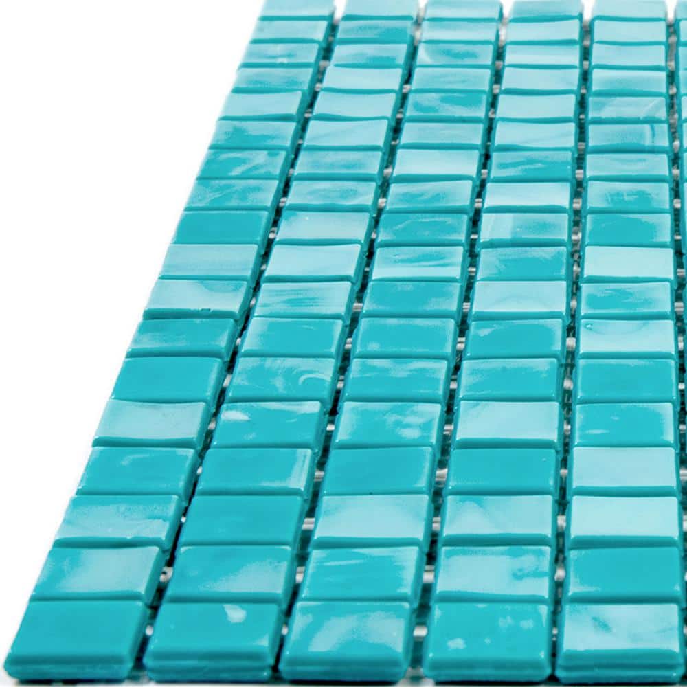Turquoise Green Glossy Glass Mosaic Wall and Floor Tile