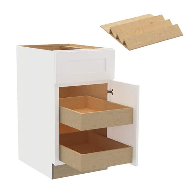 Home Decorators Collection Newport 18 in. W x 24 in. D x 34.5 in. H Assembled Plywood Base Kitchen Cabinet in Pacific White with 2ROT Spice RH