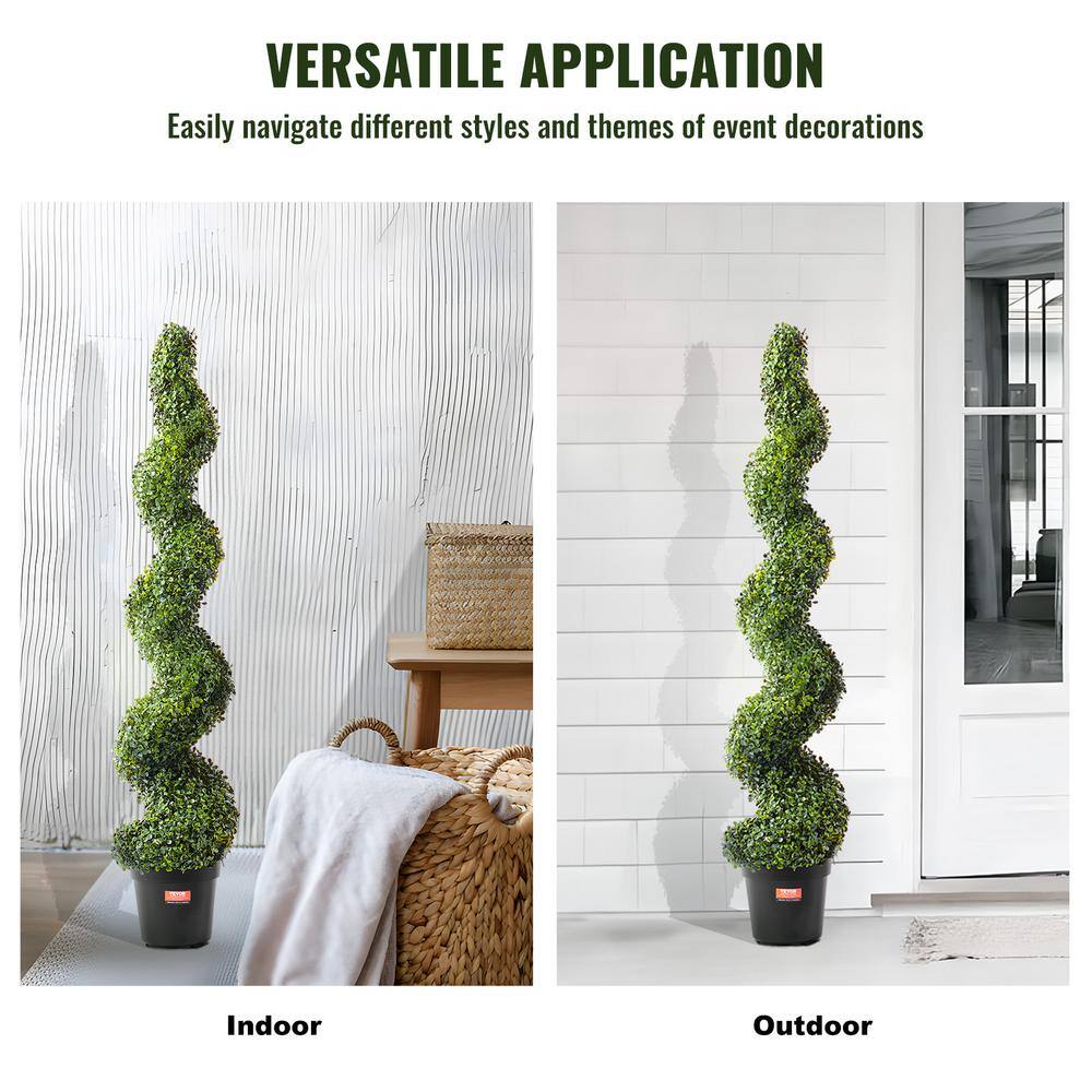 60" Green Spiral Boxwood Topiary Trees in Black Pots