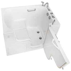 TransferXXXL 55 in. x 36 in. Acrylic Walk-In Soaking Bathtub in White, Heated Seat, Fast Fill Faucet, RHS Dual Drain