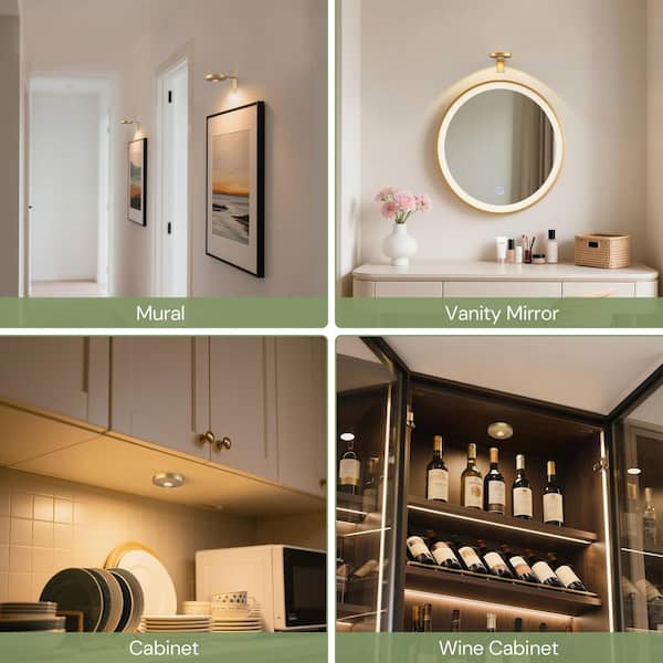 3 Pack LED Gold Picture Lights with Remote, Dimmable Wall Art Frame Lighting Fixture for Paintings, Posters, Portraits