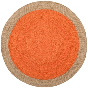 Natural Fiber Orange/Beige 10 ft. x 10 ft. Woven Ascending Round Area Rug