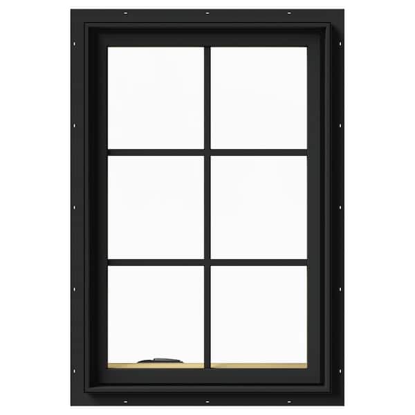 JELD-WEN 24 in. x 36 in. W-2500 Series Bronze Painted Clad Wood Left-Handed Casement Window with Colonial Grids/Grilles