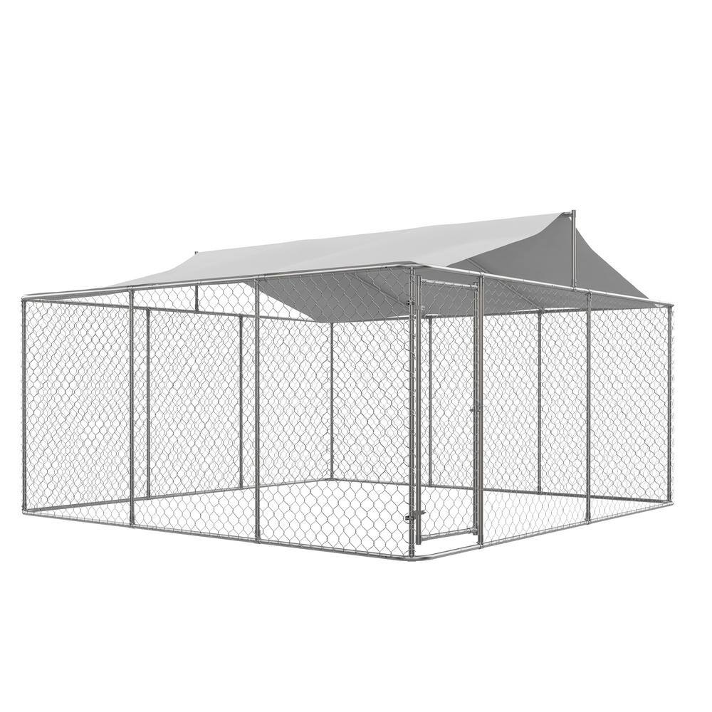 Amucolo 14.8 ft. W x 14.8 ft. D x 7.6 ft. H Silver Galvanized Outdoor ...