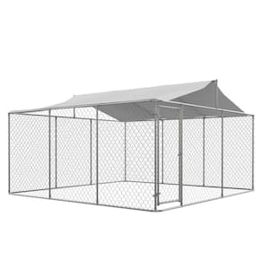 14.8 ft. W x 14.8 ft. D x 7.6 ft. H Silver Galvanized Outdoor Heavy-Duty Dog Kennel Dog Pens