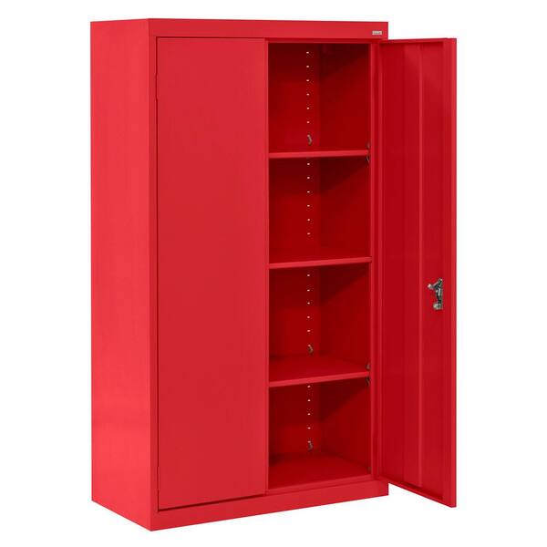 Sandusky System Series 30 in. W x 64 in. H x 18 in. D Red Double Door Storage Cabinet with Adjustable Shelves