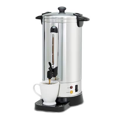 50-Cup Stainless Steel Insulated Coffee Urn with Drip Tray