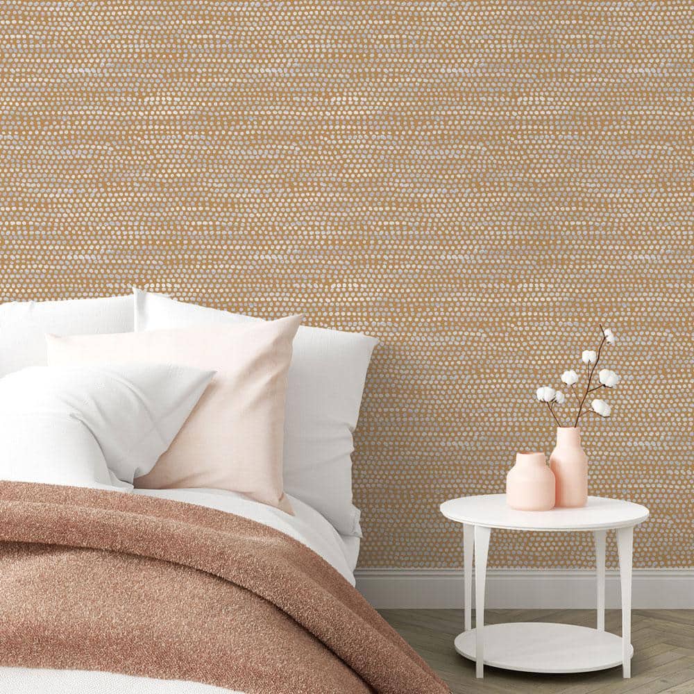 24" Washable Black Moire Dots Self-Adhesive Removable Wallpaper