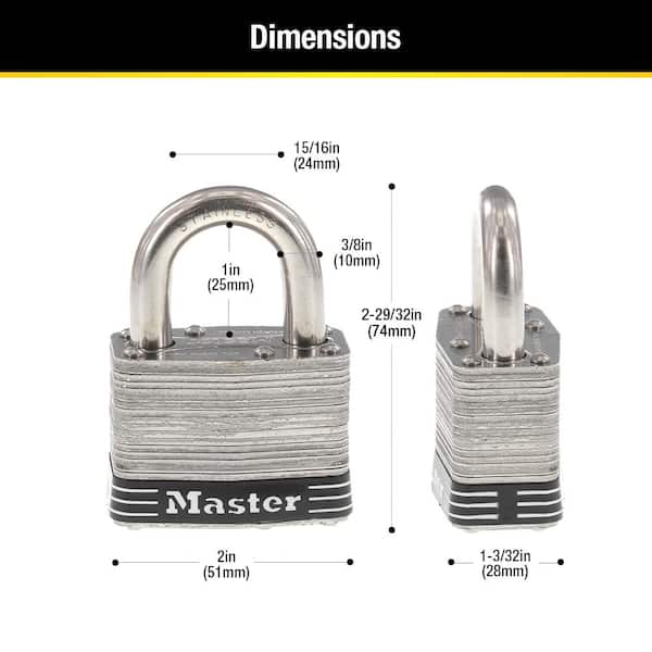 Master Lock Stainless Steel Outdoor Padlock with Key, 2 in. Wide, 2 Pack  5SSTHC - The Home Depot